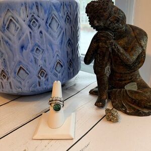 Silver Ring with Green Gemstone